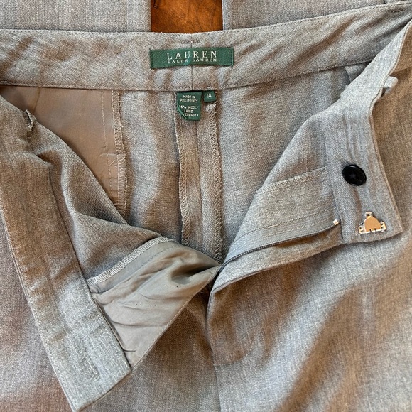Lauren Ralph Lauren Gray Wool Blend Tailored Trousers Pants Size 14 FLAWED - Picture 3 of 8